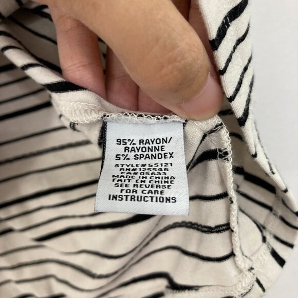 Habitat Medium Black Cream Striped Stretch Knit Comfy Soft Top Casual - Picture 8 of 10